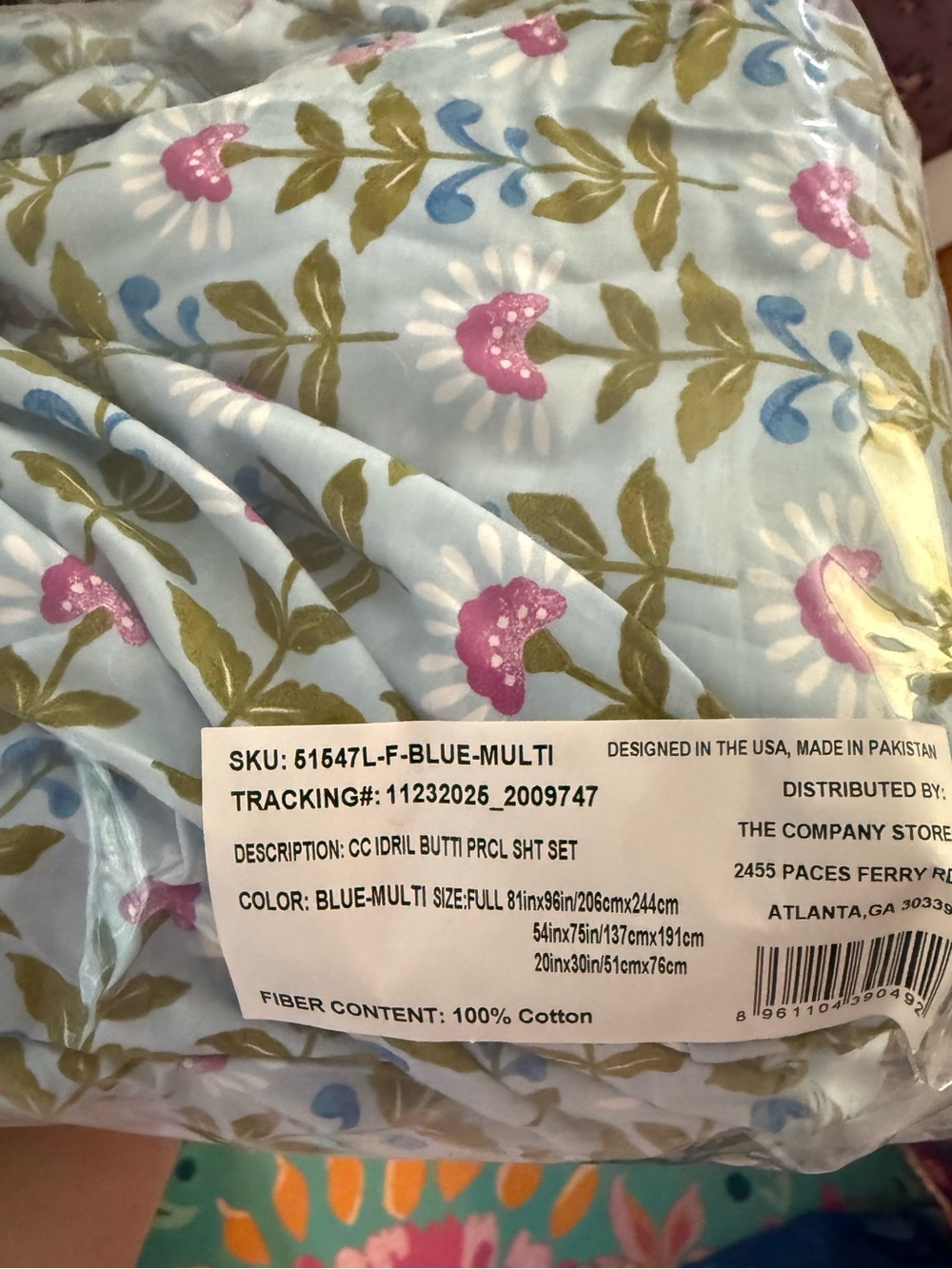 New The Company Store Full Size Idril Classic Cool Cotton Percale Sheet Set - Picture 3 of 6